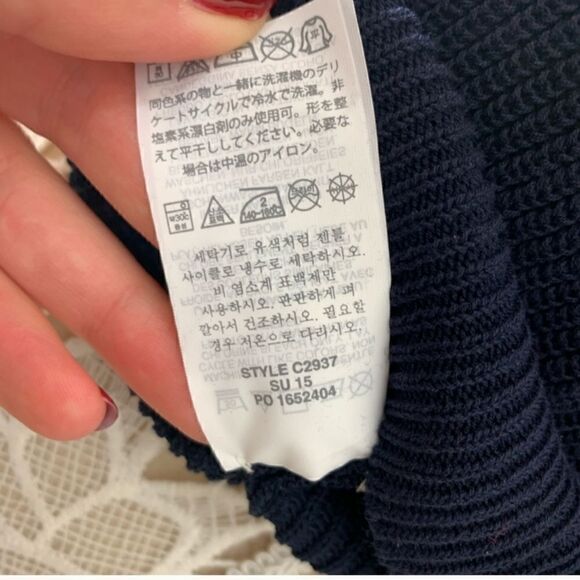 Banana Republic Eyelet Short Sleeved Ribbed Sweater Navy Sz  XSMALL Cotton - Picture 8 of 9